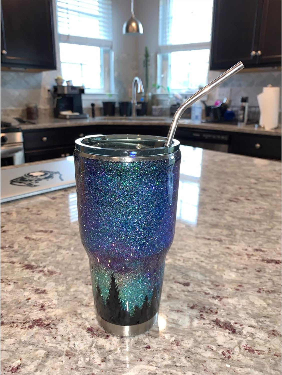 Set of 4 Reusable Metal Straws, 10.5'' Long Stainless Steel Straw with Cleaning Brushes and Case, Drinking for 30 oz and 20 oz Tumblers.