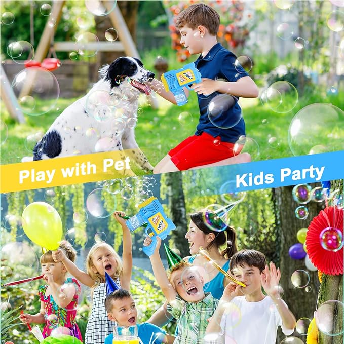 2 Pack Bubble Gun for Kids: Bubble Guns for Kids 4-8| Bubble Machine Gun for Toddlers| Easter Basket Stuffers| Bubble Blaster with Refill Solution| Gifts for Wedding Easter Party Favor