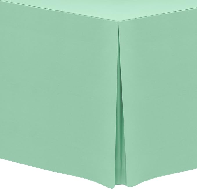 Ultimate Textile -10 Pack- 5 ft. Fitted Polyester Tablecloth - Fits 30 x 60-Inch Banquet and Folding Rectangular Tables - 42" H, Mint Light Green