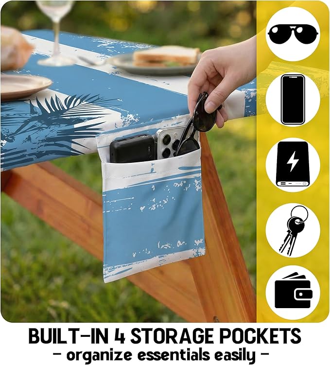 Picnic Table Cover with Bench Covers Table Cloth Tablecover Camping Essentials Camp Must Haves Camper Gear Outdoor Accessories River Water Motorhome Trailer Tent Rv Car Travel Activities Set Accessary