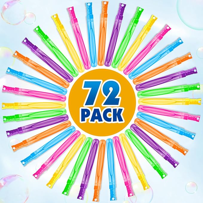 OCHIDO 72 Pcs Bubble Wand in 6 Colors, Bubble Wands Bulk for Kids Party Favors, Bubbles Party Favors for Summer Toys Gift, Indoor Outdoor Activity, Birthday Party, Wedding, Goodie Bags Stuffers