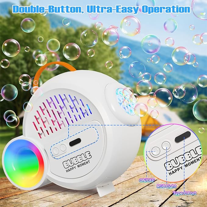 Bubble Machine for Kids Toddlers, Automatic Bubble Blower with RGB Light, 4000+ Bubbles/Min Bubble Maker with 10 Refill Packs, Easter Christmas Birthday Party Gifts for 3 4 5 6 7 8 Year Old Boy Girl