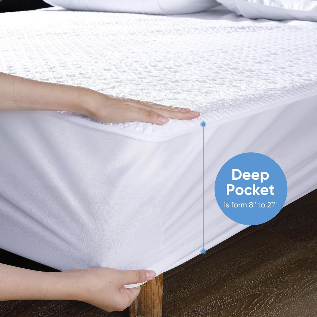Cooling Waterproof Mattress Protector Twin XL Size, Mattress Cover 3D Air Fabric Mattress Pad Cover Smooth Soft Breathable Noiseless, 8''-21'' Deep Pocket