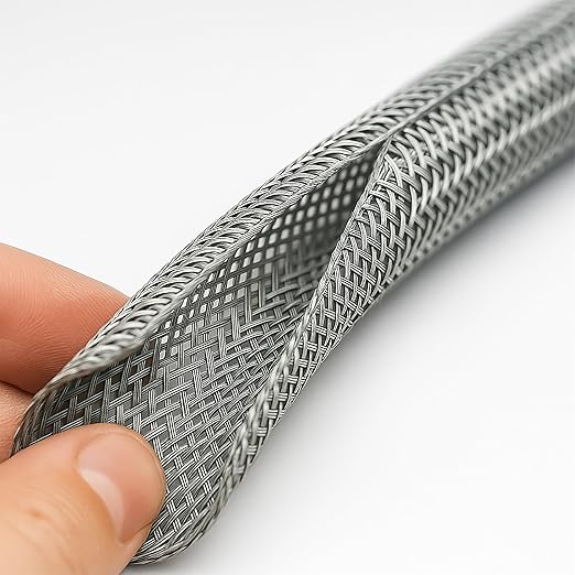 Electriduct 1" Hook Self Closing Sleeve Braid Wrap Around Sleeving Flame Retardant Flexible Mesh Cord Cover Cable Protector Wire Organizer - 50 Feet - White