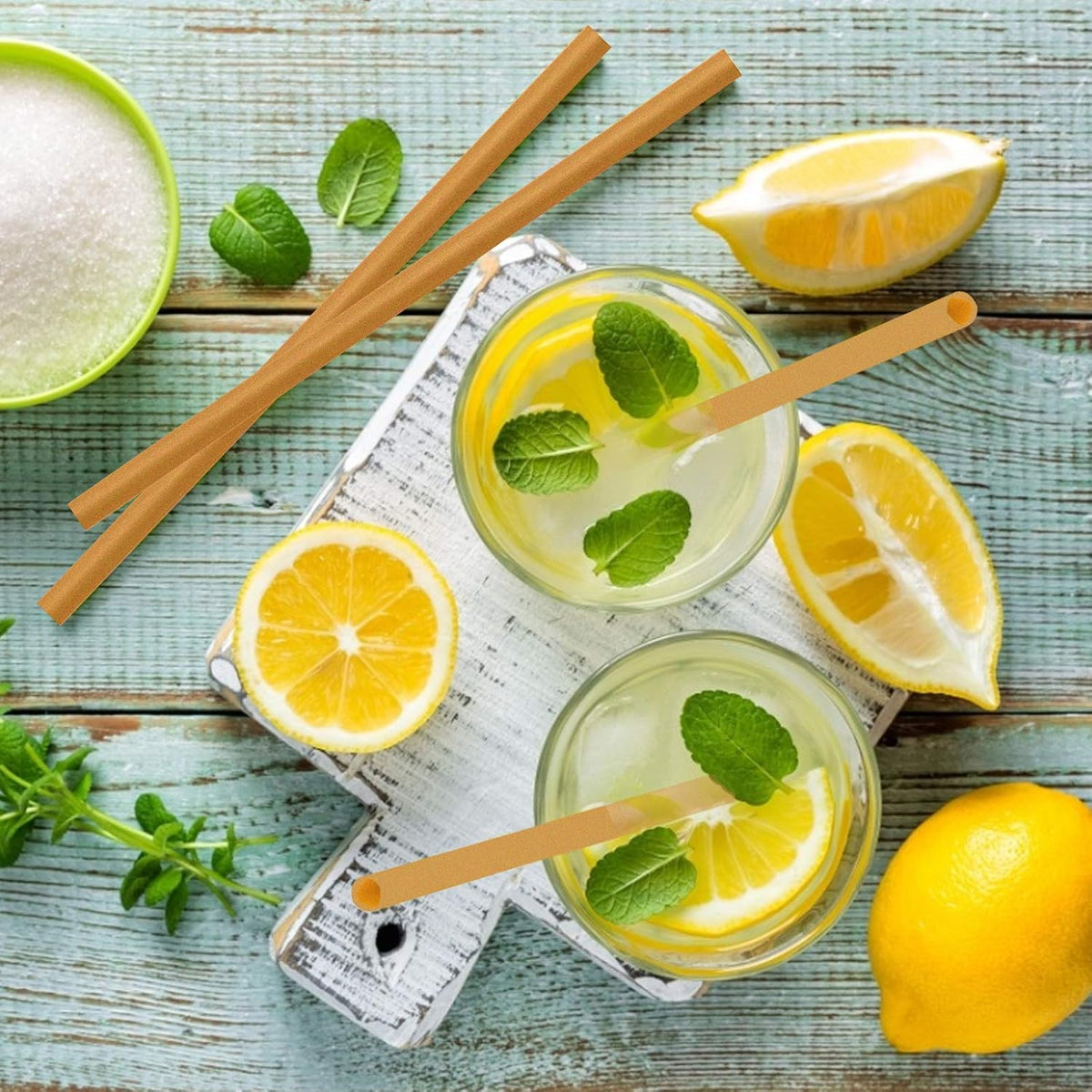 Biodegradable 200pcs Sugarcane Straws 8 Inch Compostable Disposable Drinking Straws Plastic Free Sturdy Smoothie Straws for Home Restaurant Parties