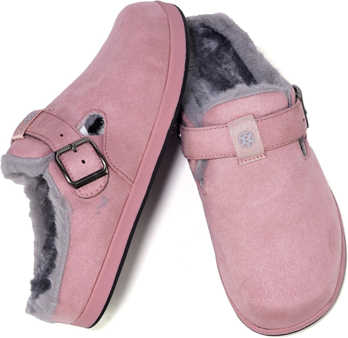 Fur Lined Clogs for Women Men Suede Winter Slippers Arch Support Slip on Mules Potato Shoes with Removable Cushion Footbed Warm Home House Shoes