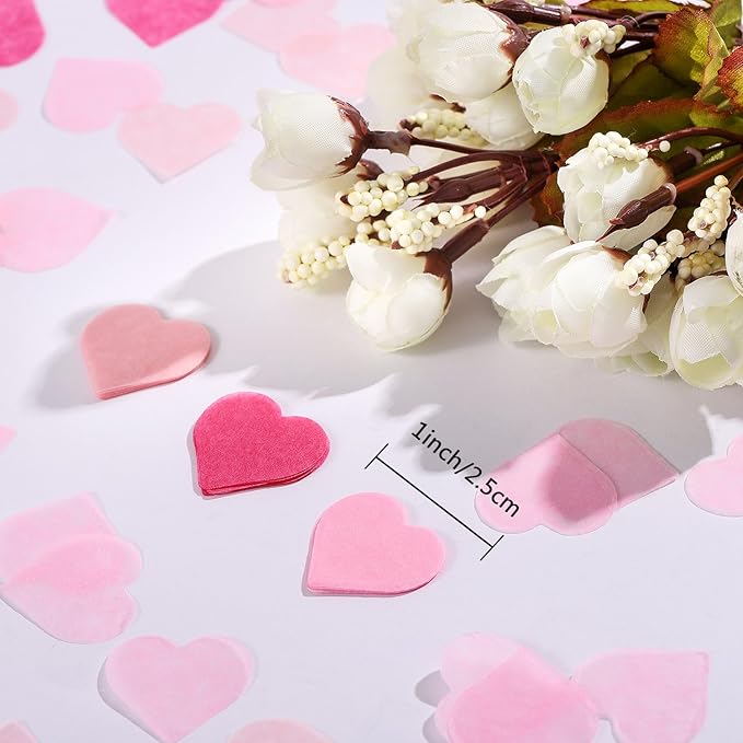 Whaline 6000pcs Valentine's Day Heart Paper Confetti 1 Inch Pink Tissue Confetti Valentine Party Heart Table Decorations for Wedding Engagement Anniversary Birthday Baby Shower Party Decor