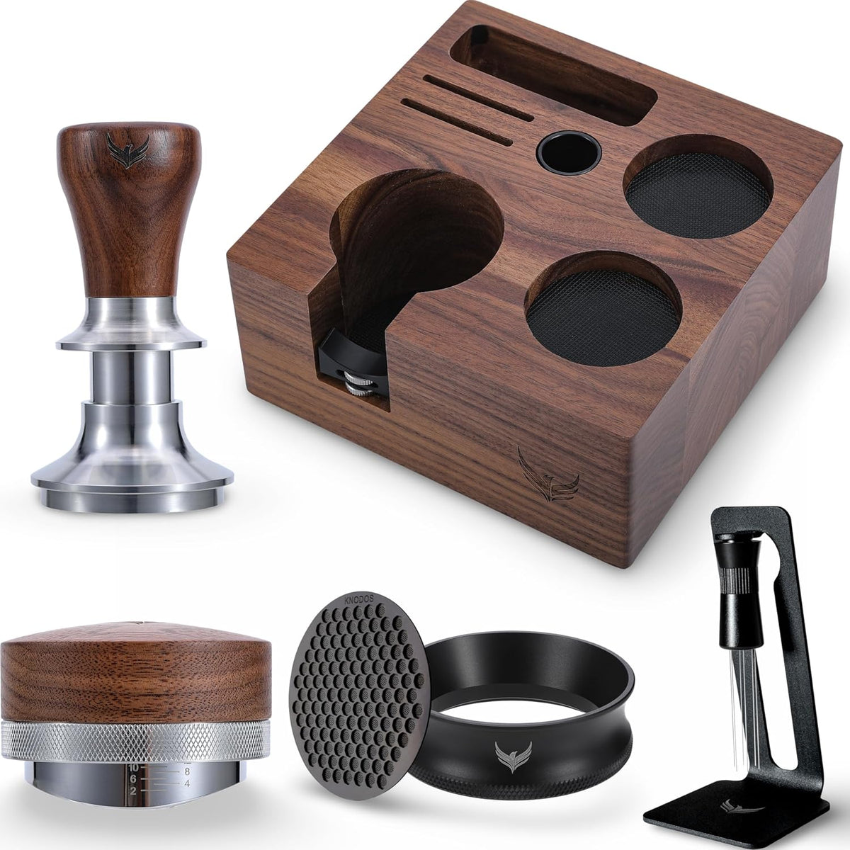 58mm Espresso Machine Accessories Kit Includes Coffee Tamper, Distribution Tool, Tamping Box, Puck Screen