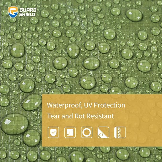 GUARD SHIELD Heavy Duty Tarp 30x30 Feet Green Multi Purpose Thick Waterproof Poly Tarp Cover 10mil
