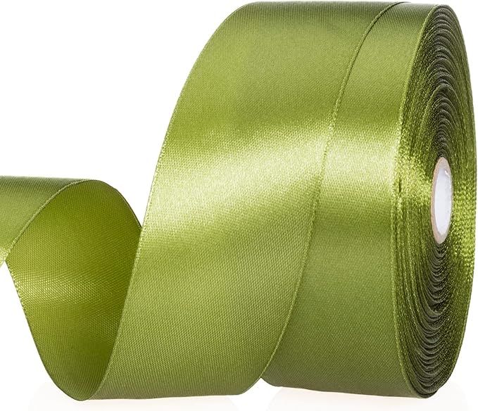 YASEO 1 1/2 Inch Moss Green Solid Satin Ribbon, 50 Yards Craft Fabric Ribbon for Gift Wrapping Floral Bouquets Wedding Party Decoration