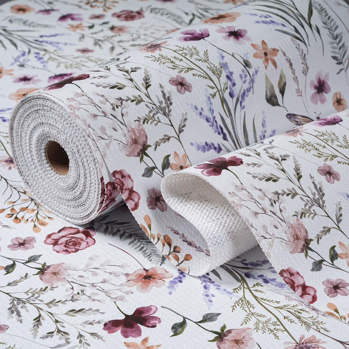 Floral Drawer and Shelf Liner for Kitchen Cabinets,16IN x 20FT Non-Adhesive and Strong Non-Slip Cabinet Drawer Liners for Kitchen Shelf, Waterproof Cupboard Liners,Easy to Clean