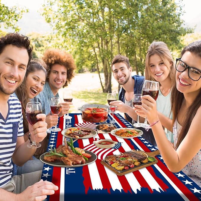 250th Anniversary America Flag Picnic Table Cover with Bench Covers Camping Essentials 250 USA Flag 1776-2026 Waterproof Fitted Camping Tablecloth Cover with Elastic Edge for Outdoor 3 PCS 30x60 Inch