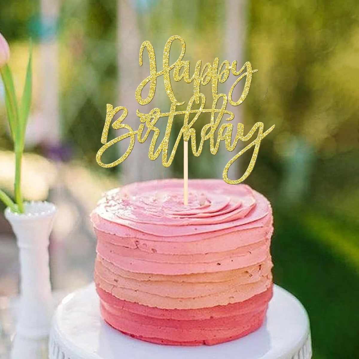 ZHUOWEISM 1 PCS Gold Happy Birthday & Anniversary Cake Topper