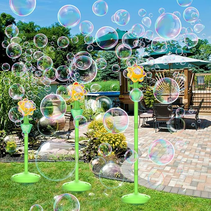 Palksky Bubble Machine for Kids Toddlers, Flower Bubble Maker with Lights for Parties, Rechargeable Automatic Bubbles Blower Machine for Outdoor Wedding Birthday Party