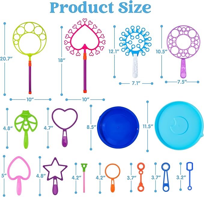 JOYIN Big Bubble Wands Set, Giant Bubble Wand Toys with Tray Bulk for Kids Adults, Summer Toys, Birthday Party Favors, Outdoor Activities, Easter Basket Stuffers