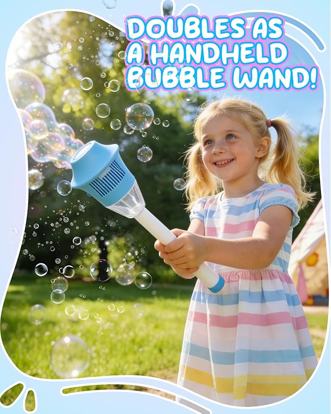 2Pcs Automatic Bubble Machine for Kids,Standing Torch Bubble Maker with Light/Music for Toddlers, Height Adjustable Up 21 to 47 Inches,Pecfect for Birthday and Outdoor Party, Gifts