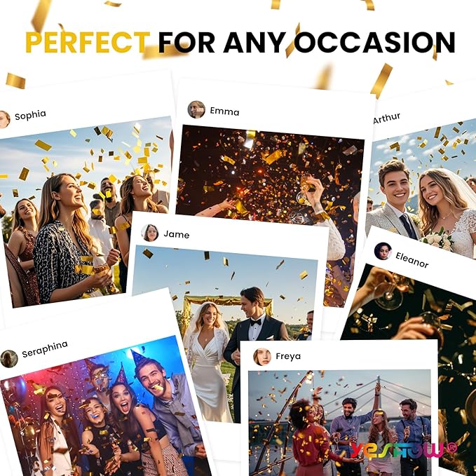 Confetti Cannon Party Poppers Gold,(6 pack) YESHOW Confetti Shooters Blaster for Birthday Graduation Wedding Christmas New Year’s Eve and Valentine's Day Any Celebrations