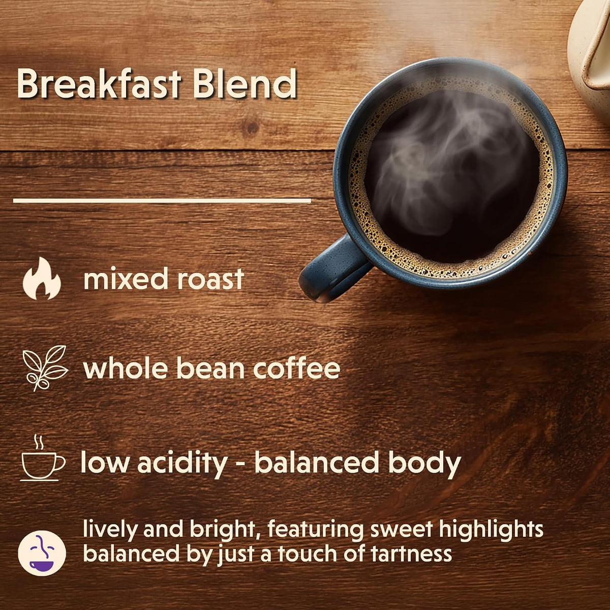 Coffee Bean Direct Breakfast Blend, Whole Bean, 2.5lb Bag | Mixed Roast Level