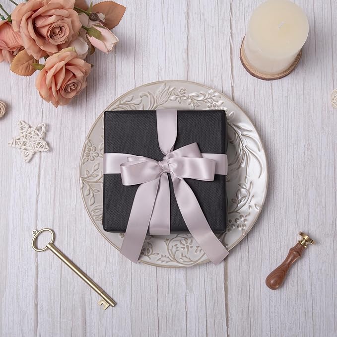 QIANF Champagne Double Face Satin Ribbon 1 Inch x 45 Yards Ivory Fabric Ribbon for Gift Wrapping, Flower Bouquets, Hair Bows Making, Wedding Decoration, Invitation Cards, Christmas (3 Rolls *15Yd)