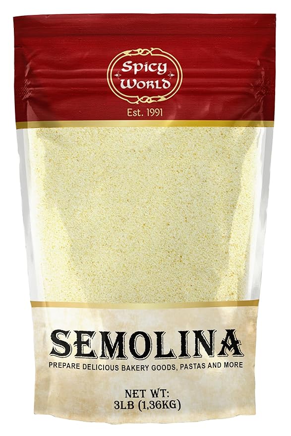 Spicy World Semolina Flour 3 LB (48 Ounce), USA Grown Semolina for Pizza, for Pasta, and Bread Making, Fine Ground