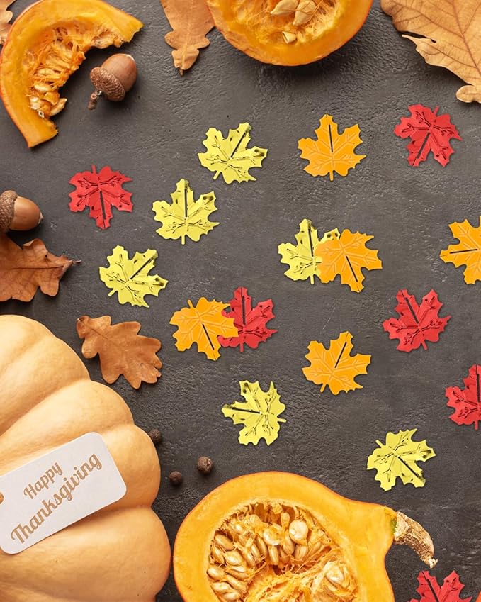 60g Fall Thanksgiving Confetti, Thanksgiving Table Decorations Scatters Fall Leaf Sequins, Foil Metallic Sequins Leaf Confetti for Autumn Party, Thanksgiving, Christmas, Glitter Party Supplies