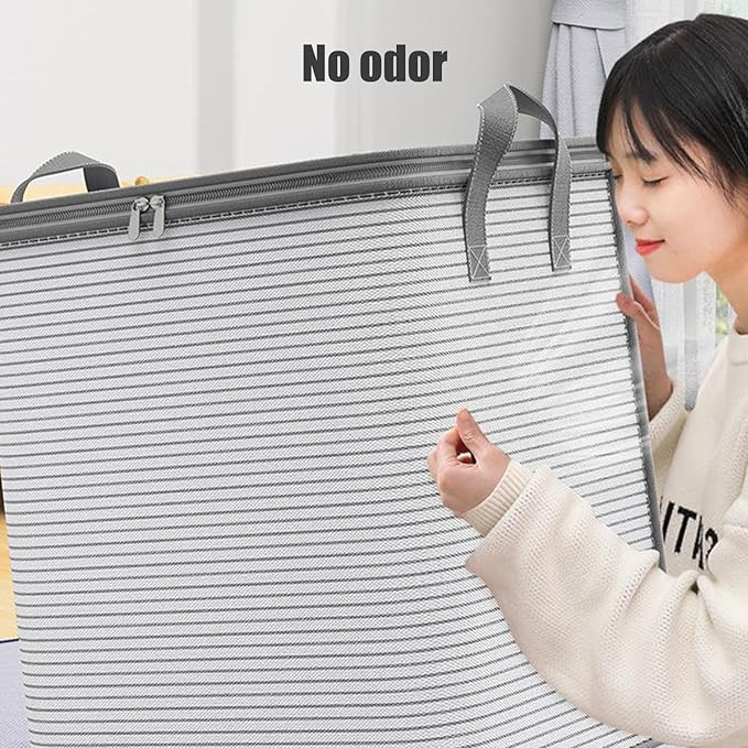 Heavy Duty Extra Large Clothes Moving Bags, Foldable Blanket Storage Bags, Closet Organizers Storage Containers with Durable Handle for Clothing, Blanket, Comforter (15.74x21.65x19.68in)
