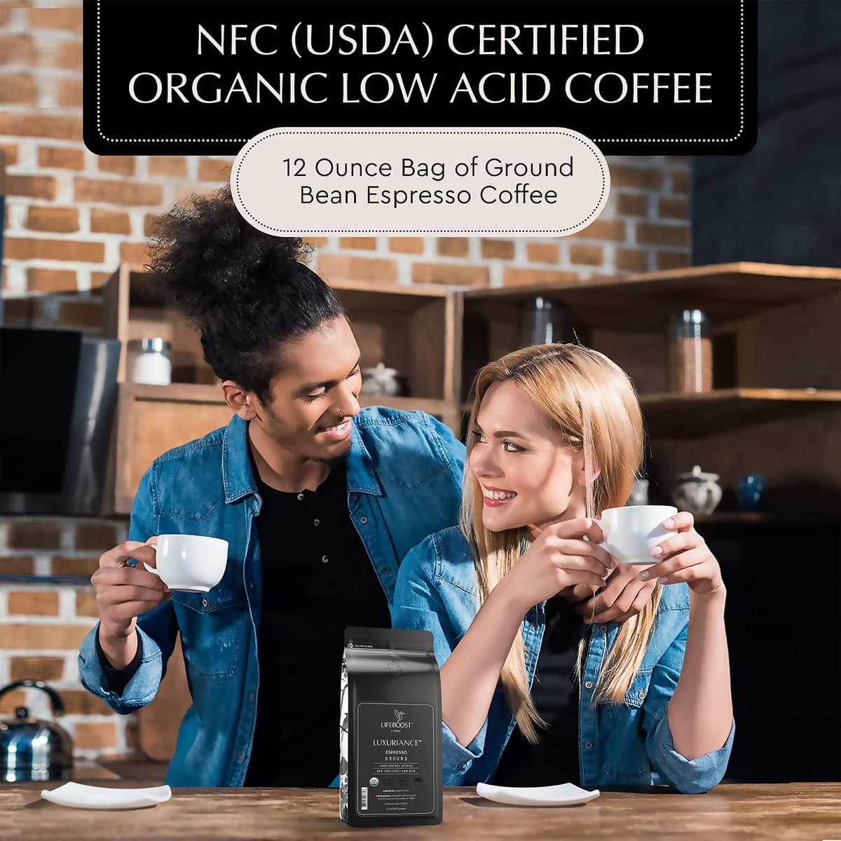 Lifeboost Espresso Ground Coffee - Non-GMO Low Acid Single Origin USDA Organic Espresso Coffee - Third Party Tested For Mycotoxins &amp; Pesticides (Espresso Ground, 12oz, Pack of 3)