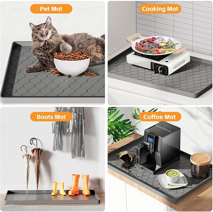 Winisok Silicone Under Sink Mat 34" x 19", kitchen Essentials and Gadgets, Shelf liner and Cabinet Protector, Home Organizers and Storage, Waterproof Bathroom Tray