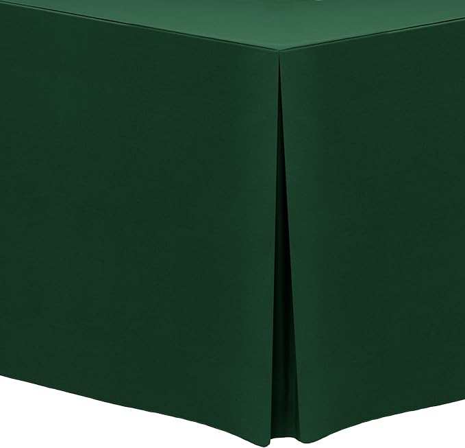 Ultimate Textile -3 Pack- 5 ft. Fitted Polyester Tablecloth - Fits 30 x 60-Inch Banquet and Folding Rectangular Tables - 42" H, Hunter Green