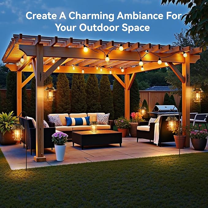 Ahaorigin Solar Lanterns Outdoor Waterproof, High Brightness Hanging Solar Lights for Outside with Wall Hooks, Retro Metal Outdoor Lanterns Auto On/Off for Porch, Patio, Yard Decor 4 Pack