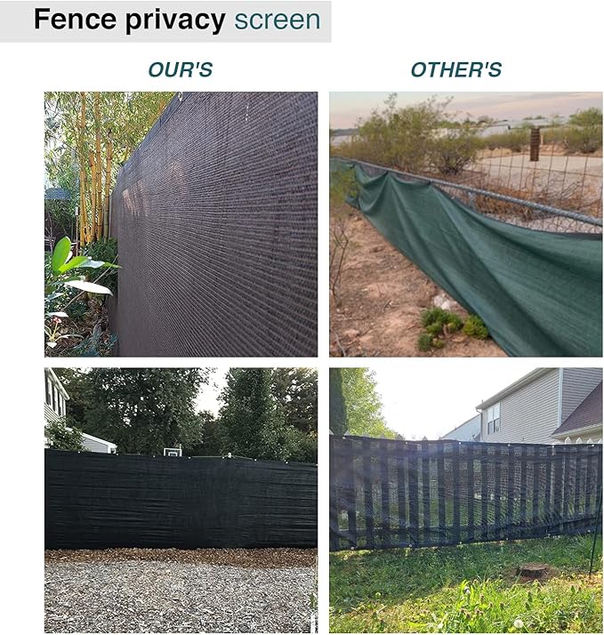 ECOOPTS 8'x83' Privacy Fence Screen Windscreen with Copper Grommets, Fit for Commercial Fence and Residential Garden Outdoor 90% UV Blockage, Cable Zip Ties Included (Green)