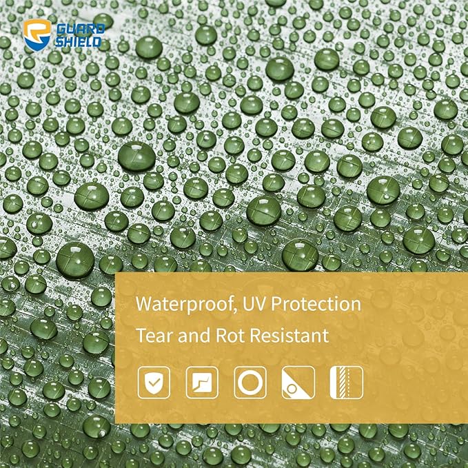 GUARD SHIELD Green Tarp Waterproof 12x12 Feet Medium Duty All Purpose Poly Tarps Cover 7mil (2-Pack)