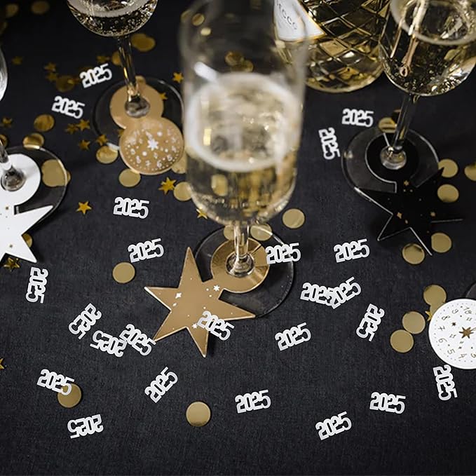 2025 Confetti 1.8 Ounces/750PCS New Year's Eve Glitter Table Confetti Centerpiece for New Years Graduation Decorations Class of 2025 Birthday Baby Shower Wedding (Silver)
