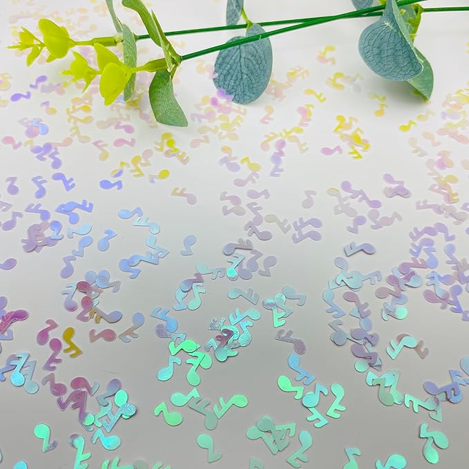 3000Pcs Music Confetti PVC Music Note Musical Confetti for Music Party Recital Reception Baby Shower Wedding and Birthday Party Decoration (White)