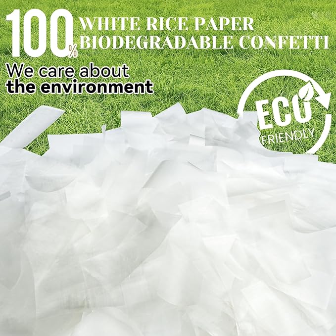 6 Pack White Confetti Poppers,Confetti Cannon,12 Inch Party Poppers Confetti Shooters Launches 20-25FT Biodegradable Party Poppers for Wedding,Engagement,Birthday,Celebrations