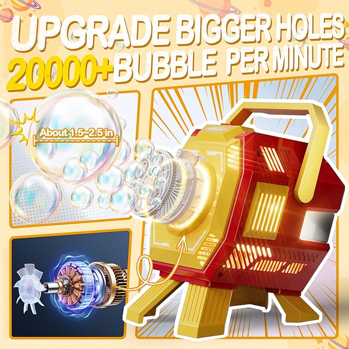 Bubble Machine with Lights, Big Bubbles Bubble Maker Toys for Girl Kids & Toddler, 320ml Large Tank, Battery Operated Bubble Blower for Birthday Parties, Weddings, Indoor & Outdoor Play