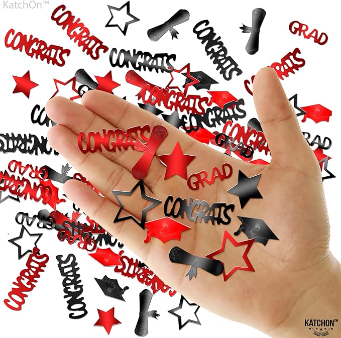 Graduation Decorations 2026 | Red and Black Graduation Confetti 2026 - Pack of 1300 | Graduation Confetti class of 2026 | 2026 Confetti Graduation | 2026 Graduation Table Decorations, KatchOn
