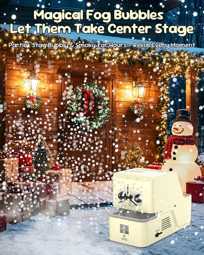 450W Fog Bubble Machine - Wireless Remote, High Output Tiny Fog Bubbles, Snow-Like Effect, Quieter Than Classic Snow Machines, Ideal for Outdoors Christmas Wedding Kids Party Stage