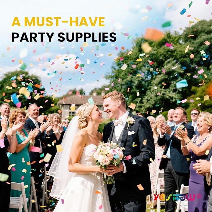 Confetti Cannon Party Poppers Biodegradable Shooters, (6 Pack) YESHOW Multicolor Confetti Blaster for Birthday Graduation Wedding Christmas New Year’s Eve Valentine's Day