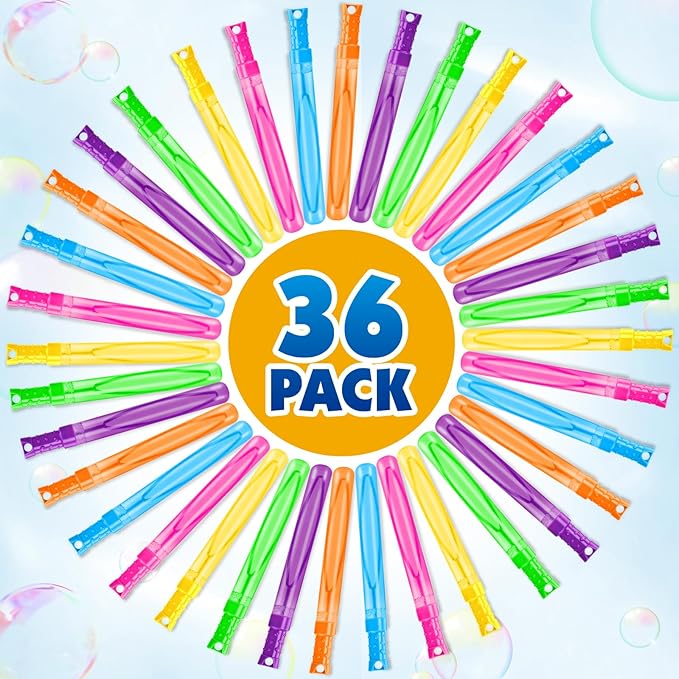 OCHIDO 36 Pcs Bubble Wand in 6 Colors, Bubble Wands Bulk for Kids Party Favors, Bubbles Party Favors for Summer Toys Gift, Indoor Outdoor Activity, Birthday Party, Wedding, Goodie Bags Stuffers