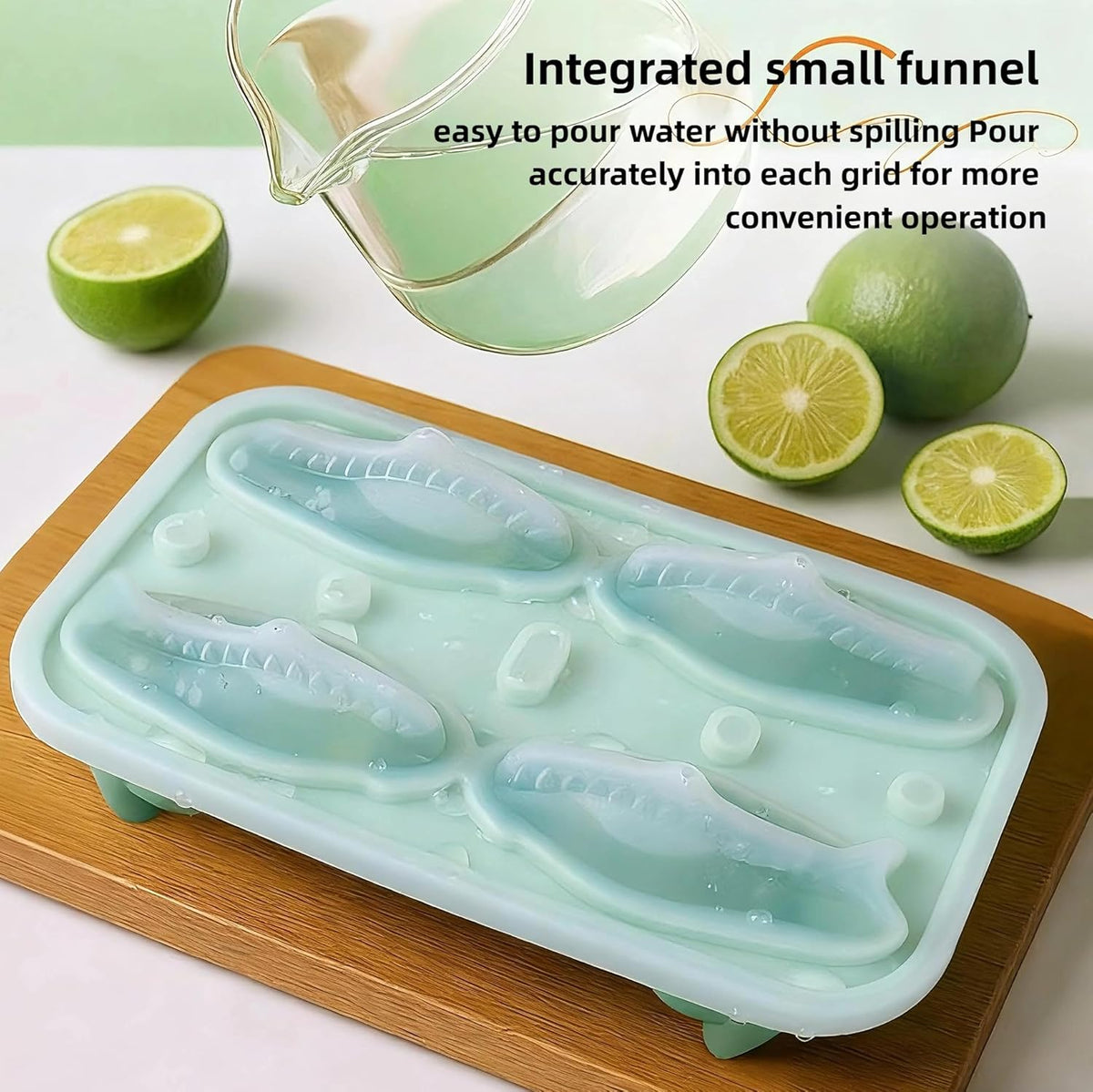 7.48inch Newly Upgraded 4-grid 3D Dinosaur Ice Tray and Covered Silicone Ice Tray, Suitable for Bars, Outdoor and Home Use (1, 2 colors randomly)