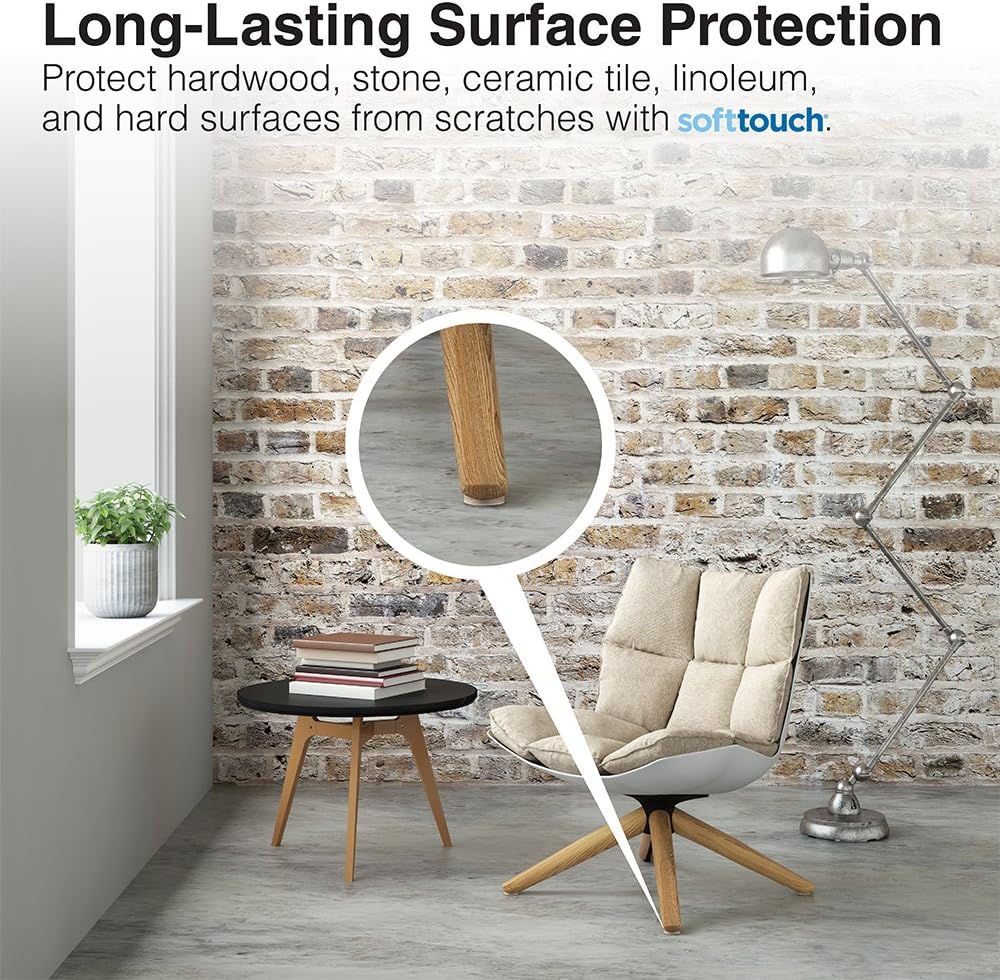 SoftTouch Heavy-Duty Felt Furniture Pads – 2" Round Self-Adhesive Floor Protectors for Hardwood, Tile & Laminate – Scratch-Resistant, Linen, 6 Pack
