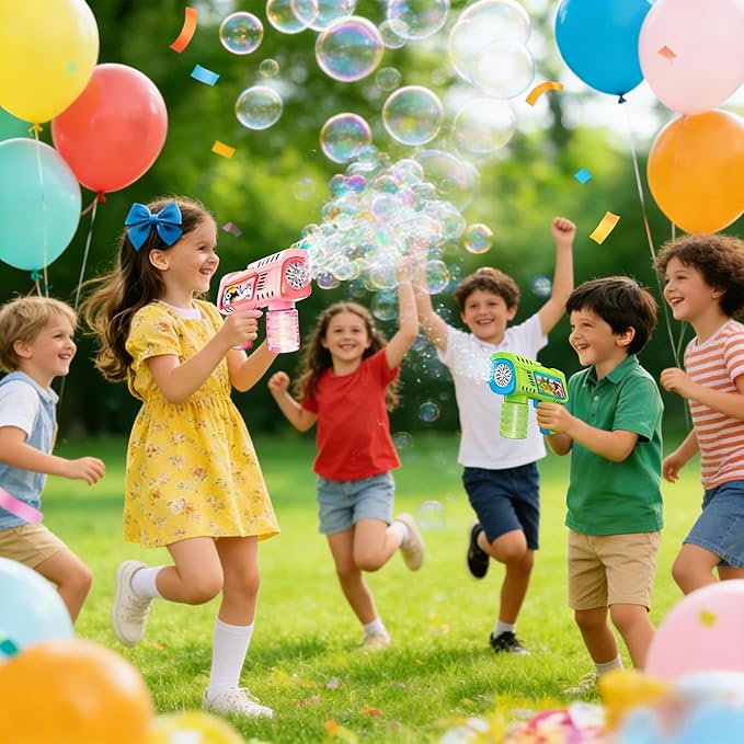 Bubble Gun for Kids with LED Lights & Leak-Proof Design Outdoor Toys for Boys Girls Party Favors Summer Toy Birthday Gifts Easter Bubbles for Wedding Favors