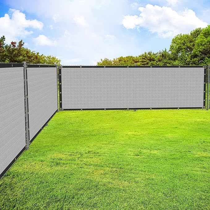 ECOOPTS 4'x231' Privacy Fence Screen Windscreen with Copper Grommets, Fit for Commercial Fence and Residential Garden Outdoor 90% UV Blockage, Cable Zip Ties Included (Gray)