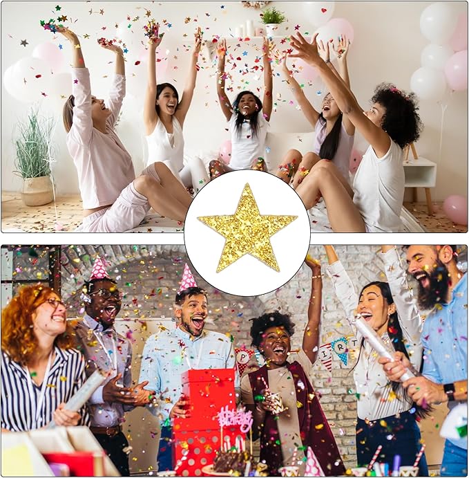 MECCANIXITY 200Pcs Star Confetti Glitter Confetti Table Confetti Decor for Party Wedding Festival Decorations,0.39x0.39Inch,Gold