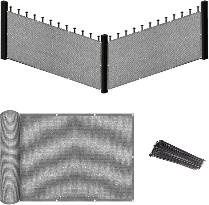 Eden's Decor Balcony Privacy Screen Grey 4'x 30' Cover Mesh Windscreen Weather-Resistant UV Protection for Backyard Deck, Patio, Balcony, Pool, Porch, Fence, Railing, Gardening