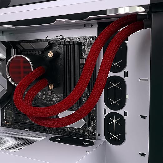 Electriduct 3/4" Hook Self Closing Sleeve Braid Wrap Around Sleeving Flame Retardant Flexible Mesh Cord Cover Cable Protector Wire Organizer - 10 Feet - Red