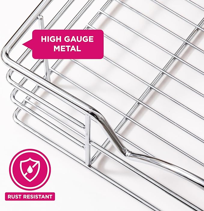 HOLDN’ STORAGE Heavy-Duty Premium Collection Pull Out Cabinet Organizer – Cabinet Drawer Slide Outs –Lifetime Limited Warranty – Basket Size 11" W x 21" D x 5" H, Anti-Rust Chrome Finish
