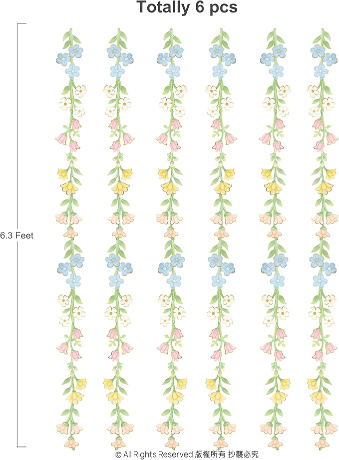 Cheerland Wildflower Garland Floral with Gold Foil Garden Party Decorations Flower Banner Birthday Baby in Bloom Decor Sprng Fairy Tea Party Supplies Woodland Bridal Shower Flower Decor 6 Pcs