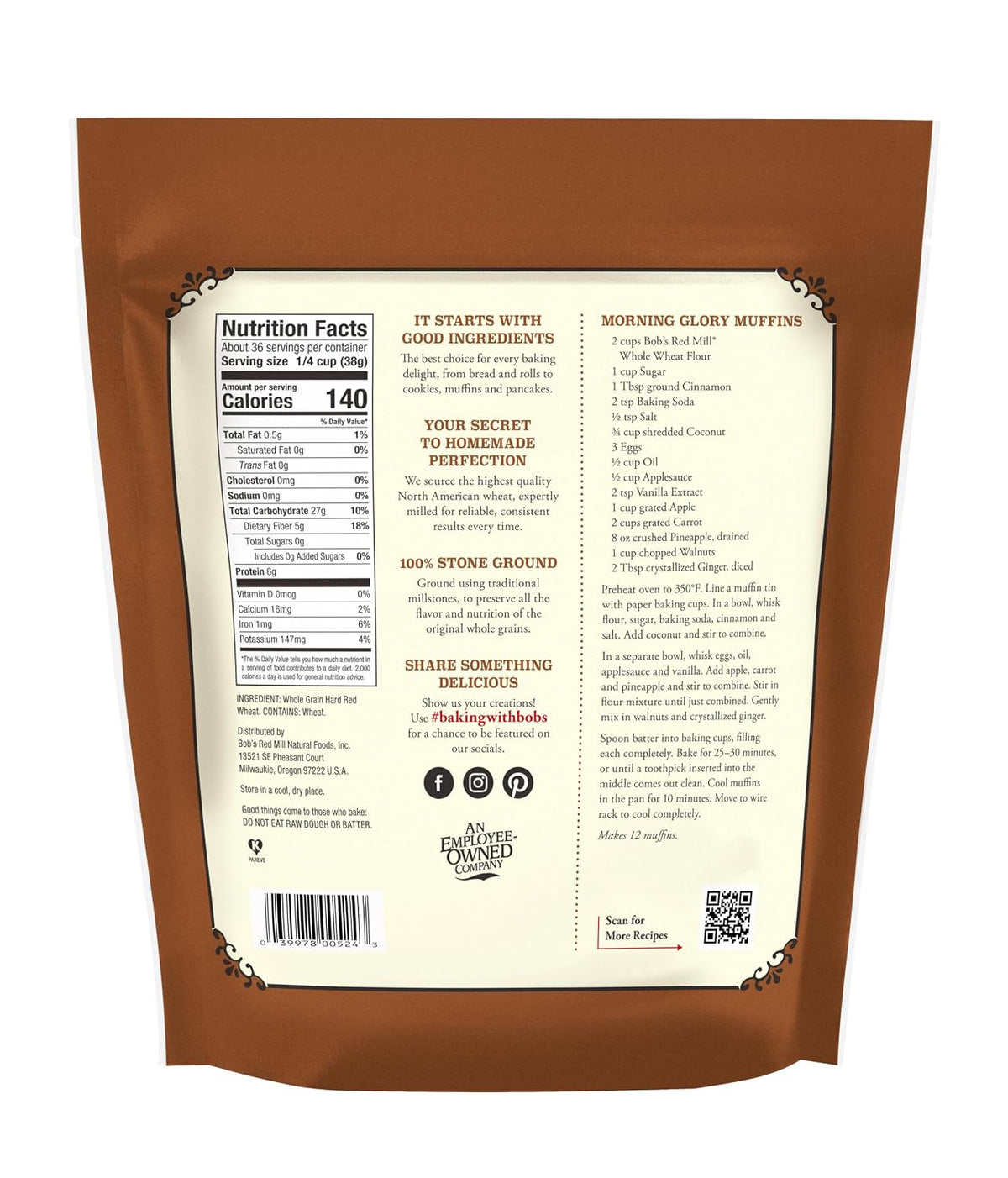 Bob's Red Mill Whole Wheat Flour, 3lb (4 Pack)
